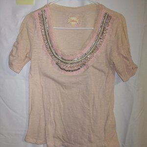 ANTHROPOLOGIE Deletta top with rhinestone & bead trim XS NWOT!!!